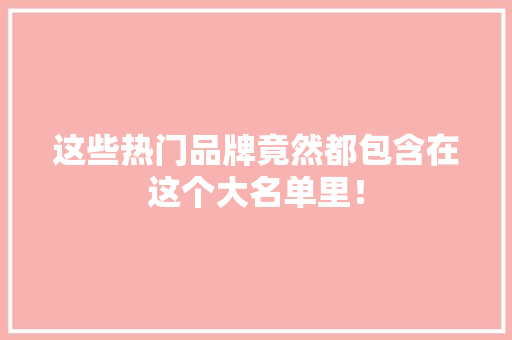 这些热门品牌竟然都包含在这个大名单里！ 百度SEO