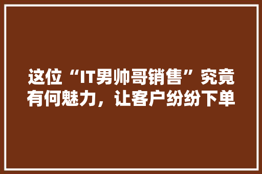 这位“IT男帅哥销售”究竟有何魅力，让客户纷纷下单 网站建设公司