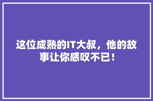 这位成熟的IT大叔，他的故事让你感叹不已！ 百度SEO