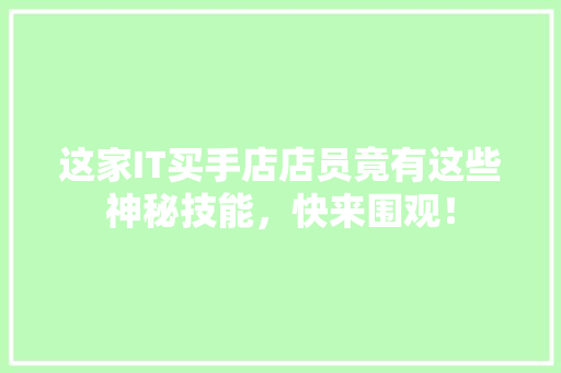 这家IT买手店店员竟有这些神秘技能，快来围观！ 网站建设公司
