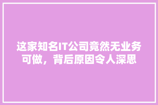 这家知名IT公司竟然无业务可做，背后原因令人深思 SEO关键词