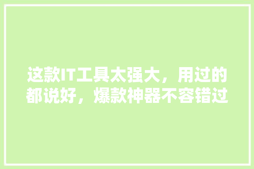 这款IT工具太强大，用过的都说好，爆款神器不容错过！ SEO关键词