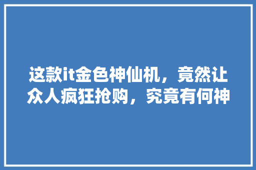 这款it金色神仙机，竟然让众人疯狂抢购，究竟有何神奇之处 网站建设公司