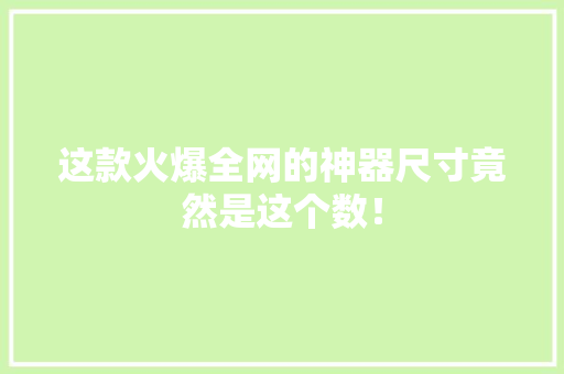这款火爆全网的神器尺寸竟然是这个数！ 搜狗SEO