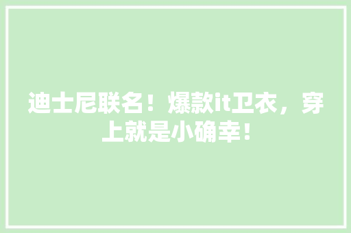 迪士尼联名！爆款it卫衣，穿上就是小确幸！