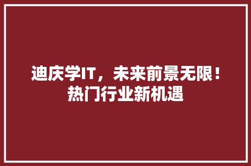 迪庆学IT，未来前景无限！热门行业新机遇