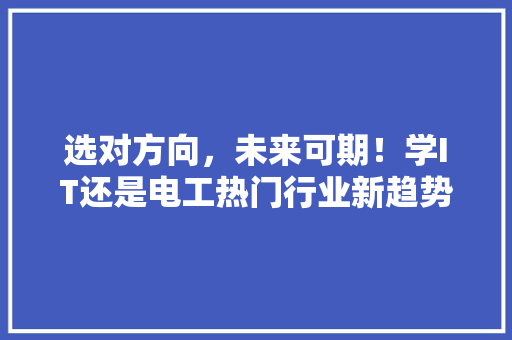 选对方向，未来可期！学IT还是电工热门行业新趋势