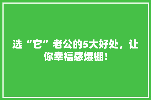 选“它”老公的5大好处，让你幸福感爆棚！