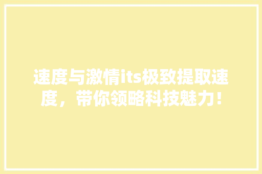 速度与激情its极致提取速度，带你领略科技魅力！