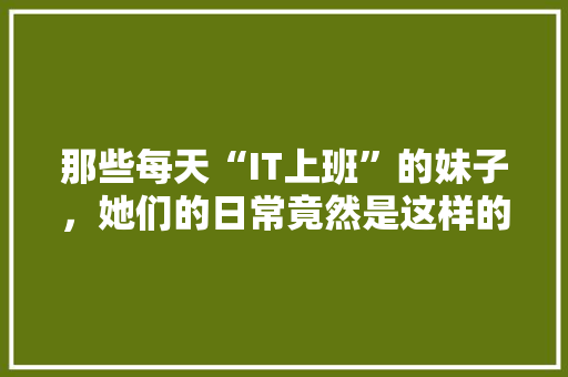 那些每天“IT上班”的妹子，她们的日常竟然是这样的... 搜狗SEO