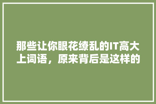 那些让你眼花缭乱的IT高大上词语，原来背后是这样的秘密！