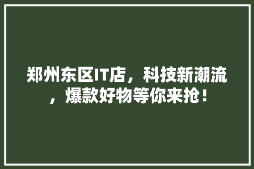 郑州东区IT店，科技新潮流，爆款好物等你来抢！