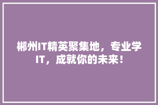 郴州IT精英聚集地，专业学IT，成就你的未来！