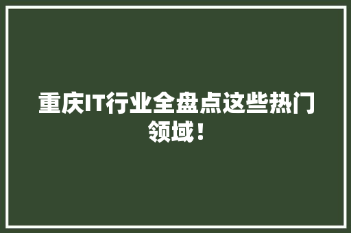 重庆IT行业全盘点这些热门领域！