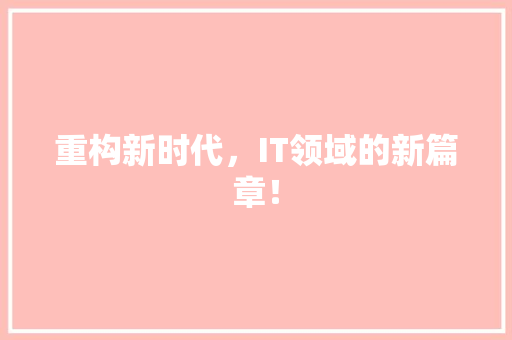 重构新时代，IT领域的新篇章！