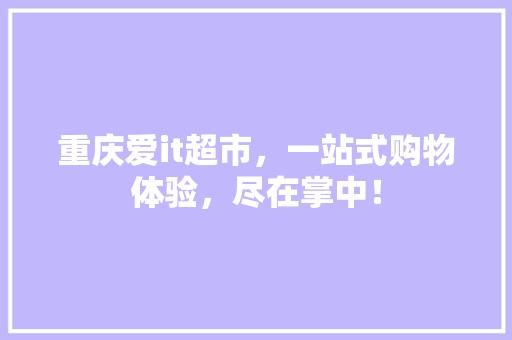 重庆爱it超市，一站式购物体验，尽在掌中！