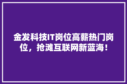 金发科技IT岗位高薪热门岗位，抢滩互联网新蓝海！ SEO关键词