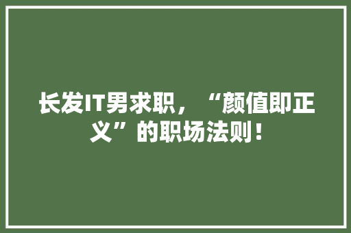 长发IT男求职，“颜值即正义”的职场法则！