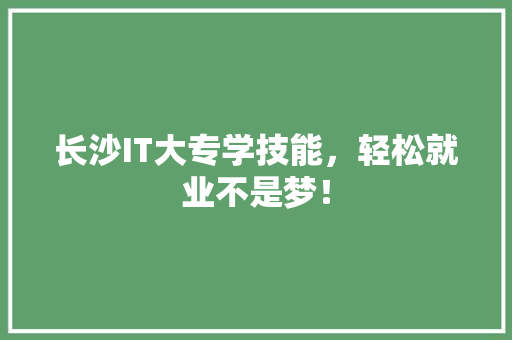 长沙IT大专学技能，轻松就业不是梦！