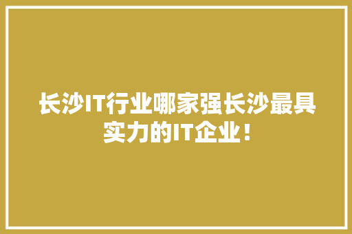长沙IT行业哪家强长沙最具实力的IT企业！
