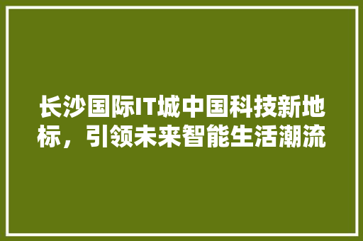 长沙国际IT城中国科技新地标，引领未来智能生活潮流！