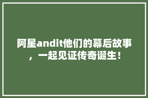 阿星andit他们的幕后故事，一起见证传奇诞生！