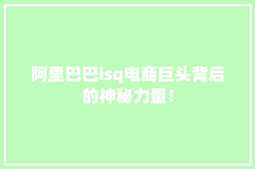 阿里巴巴isq电商巨头背后的神秘力量！