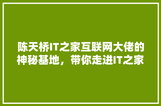 陈天桥IT之家互联网大佬的神秘基地，带你走进IT之家！