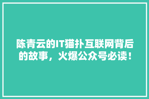 陈青云的IT猫扑互联网背后的故事，火爆公众号必读！