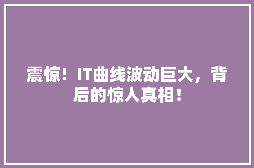 震惊！IT曲线波动巨大，背后的惊人真相！