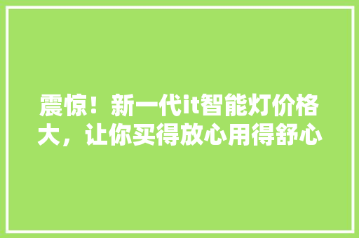 震惊！新一代it智能灯价格大，让你买得放心用得舒心