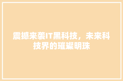 震撼来袭IT黑科技，未来科技界的璀璨明珠