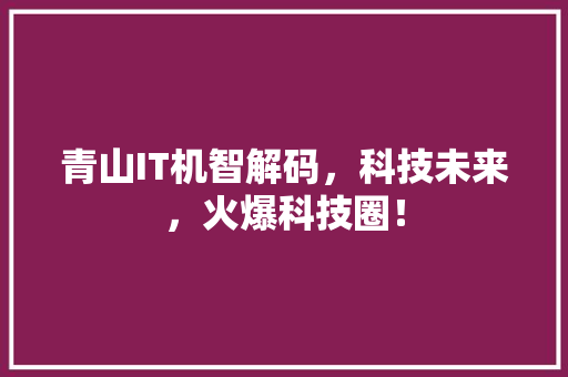 青山IT机智解码，科技未来，火爆科技圈！