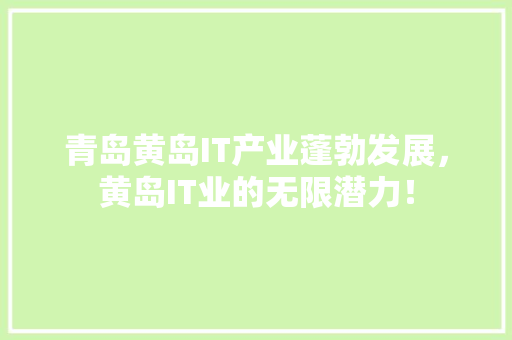 青岛黄岛IT产业蓬勃发展，黄岛IT业的无限潜力！