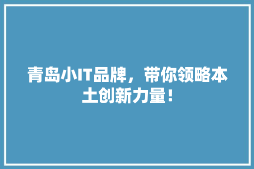 青岛小IT品牌，带你领略本土创新力量！