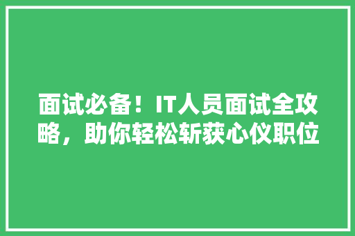 面试必备！IT人员面试全攻略，助你轻松斩获心仪职位！