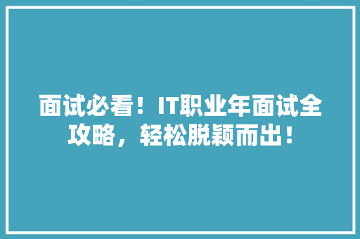 面试必看！IT职业年面试全攻略，轻松脱颖而出！