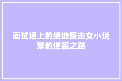 面试场上的绝地反击女小说家的逆袭之路 SEO关键词