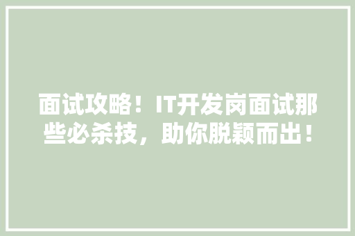 面试攻略！IT开发岗面试那些必杀技，助你脱颖而出！