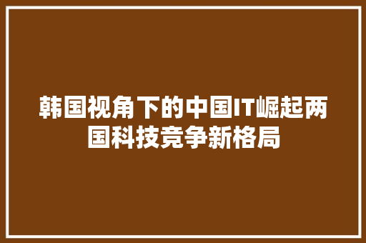 韩国视角下的中国IT崛起两国科技竞争新格局