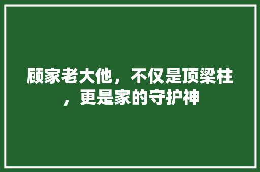 顾家老大他，不仅是顶梁柱，更是家的守护神