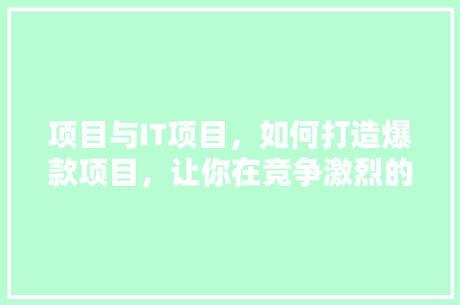 项目与IT项目，如何打造爆款项目，让你在竞争激烈的市场中脱颖而出