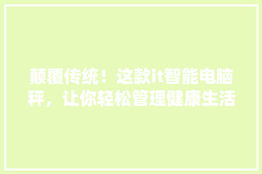 颠覆传统！这款it智能电脑秤，让你轻松管理健康生活！ 必应SEO