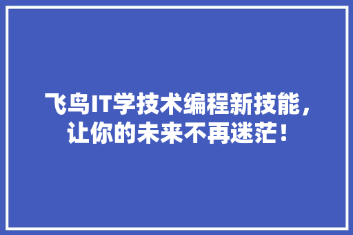 飞鸟IT学技术编程新技能，让你的未来不再迷茫！