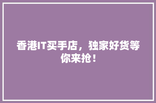 香港IT买手店，独家好货等你来抢！