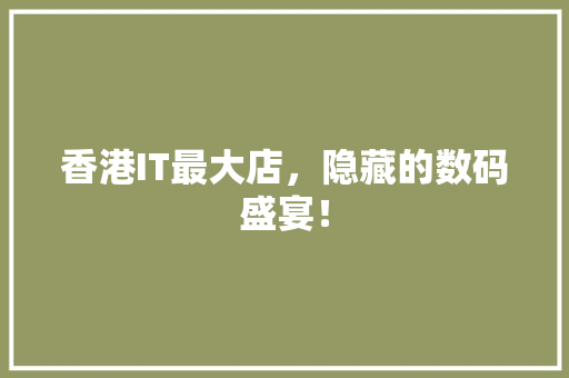 香港IT最大店，隐藏的数码盛宴！