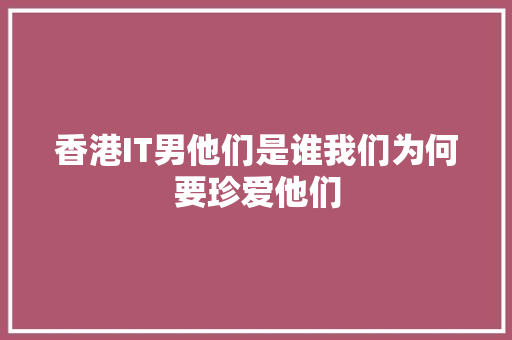 香港IT男他们是谁我们为何要珍爱他们