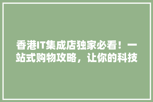 香港IT集成店独家必看！一站式购物攻略，让你的科技生活更便捷！
