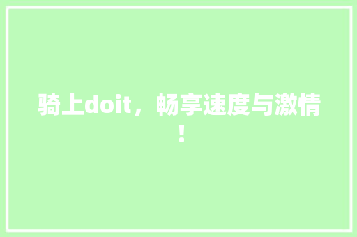 骑上doit，畅享速度与激情！