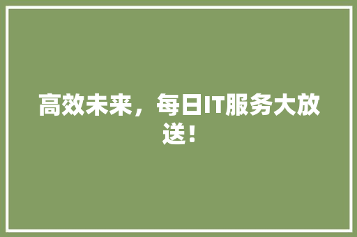 高效未来，每日IT服务大放送！